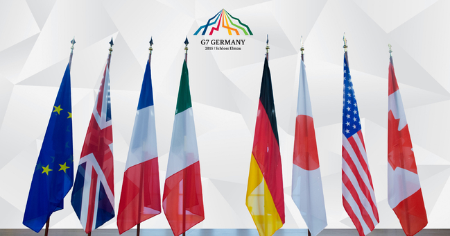 Die Flaggen der G7-Staaten 